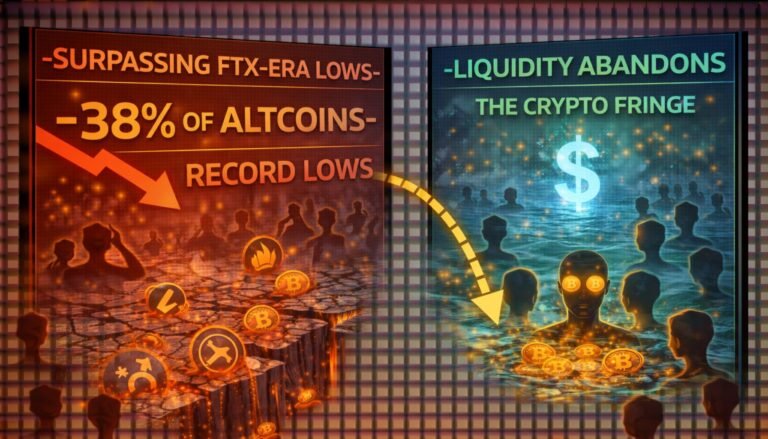 surpassing-ftx-era-lows:-38%-of-altcoins-hit-record-lows-as-liquidity-abandons-the-crypto-fringe