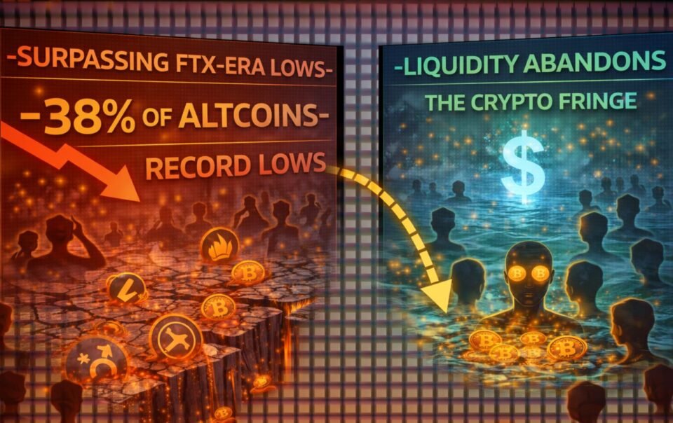 surpassing-ftx-era-lows:-38%-of-altcoins-hit-record-lows-as-liquidity-abandons-the-crypto-fringe